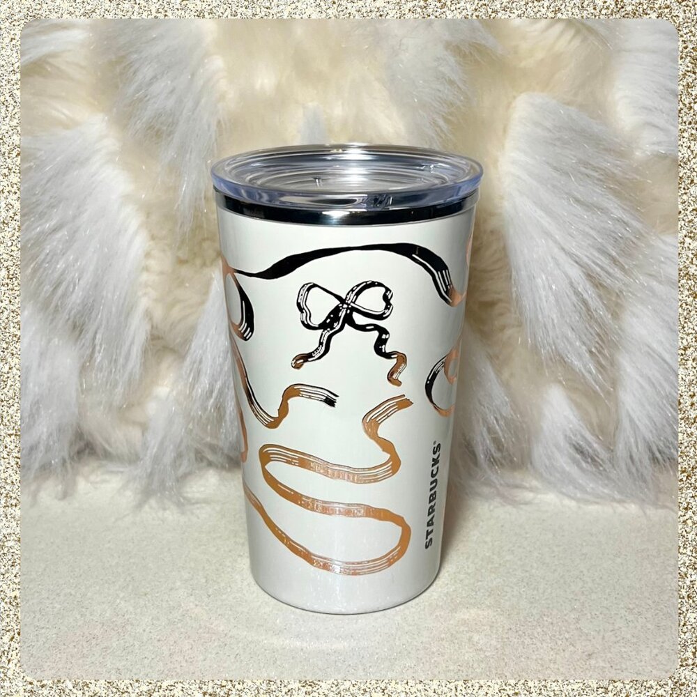 LAST ONE 🎀 NWT 2025 Starbucks White Ribbon Tumbler Tall 12oz SS Tumbler - Picture 2 of 6